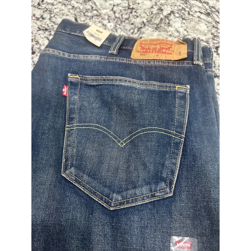 New Levi's 501 Original Button Fly Straight Jeans 46x32 Mens Grunge Look Stretch